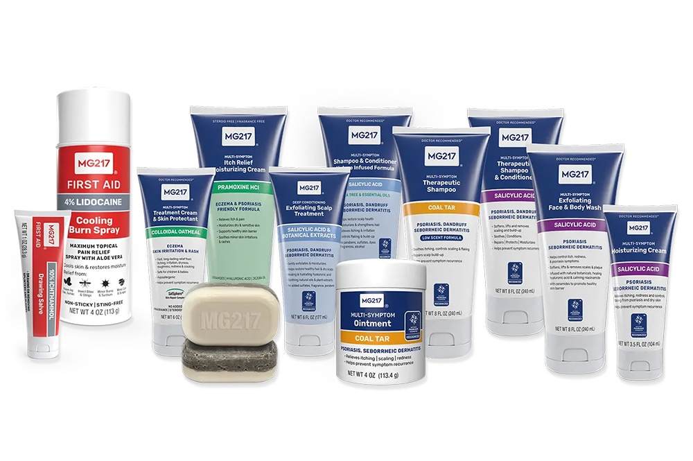 MG217 is the most comprehensive brand in the market to offer relief from Psoriasis, Dandruff, and Seborrhea Dermatitis.